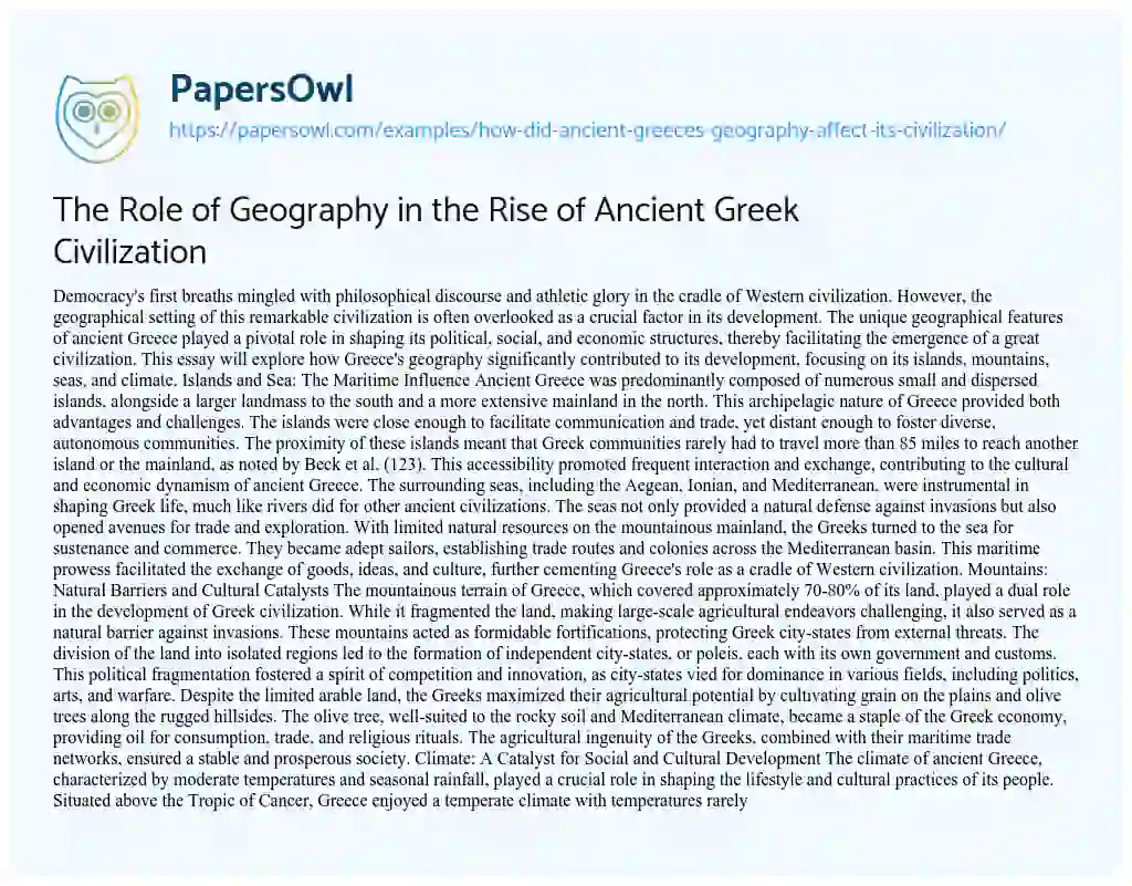 Essay on How did Ancient Greece’s Geography Affect its Civilization