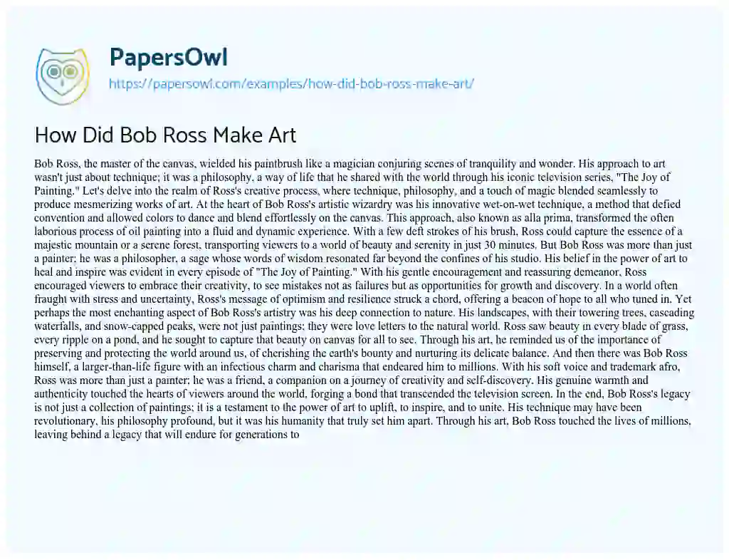 Essay on How did Bob Ross Make Art