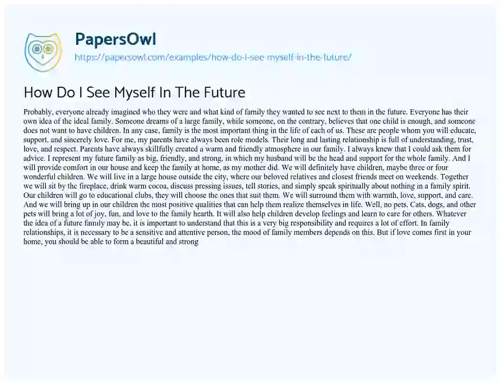 Essay on How do i See myself in the Future