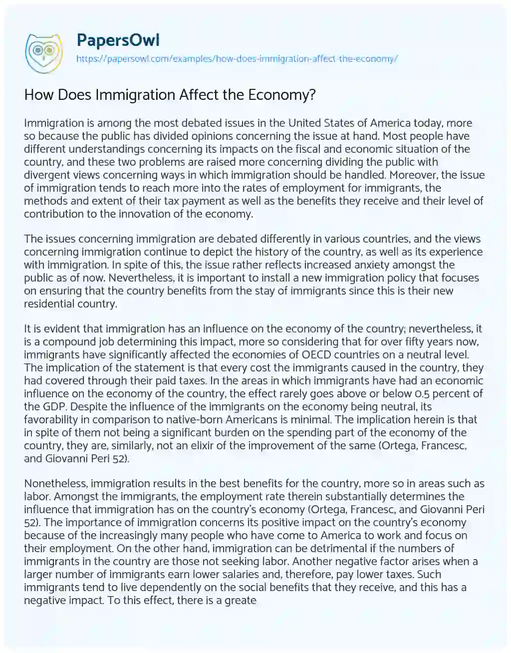 Essay on How does Immigration Affect the Economy?