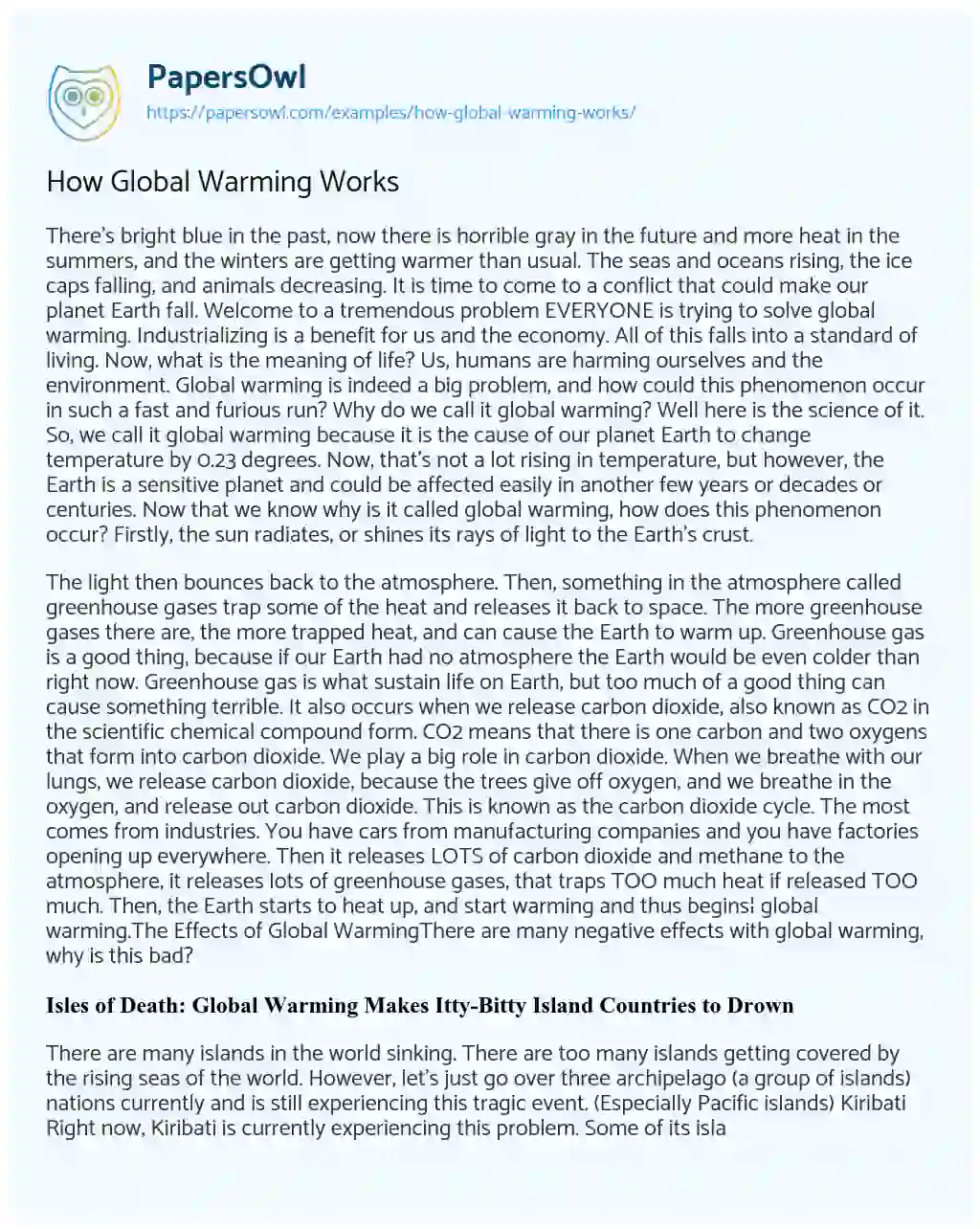 Essay on How Global Warming Works