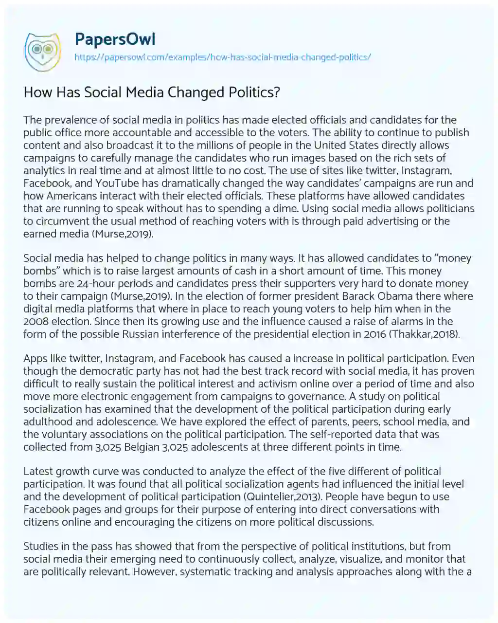 Essay on How has Social Media Changed Politics?