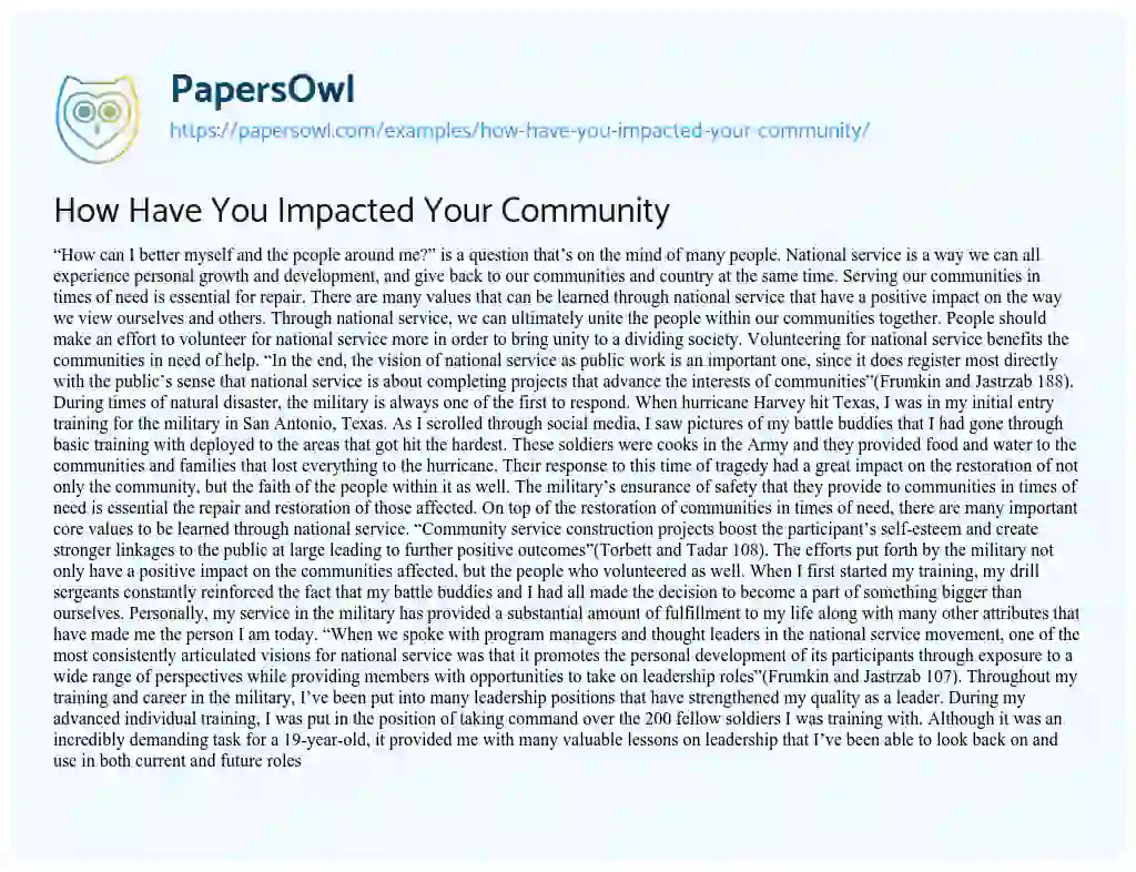 how-have-you-impacted-your-community-free-essay-example-1645-words