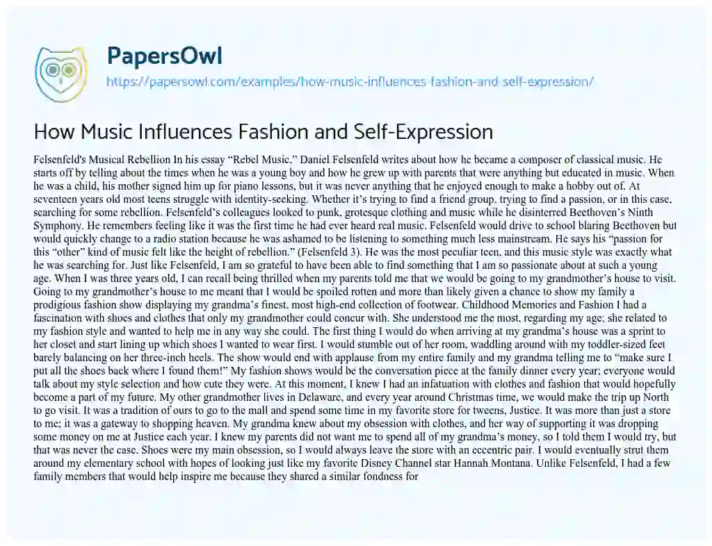 Essay on How Music Influences Fashion and Self-Expression