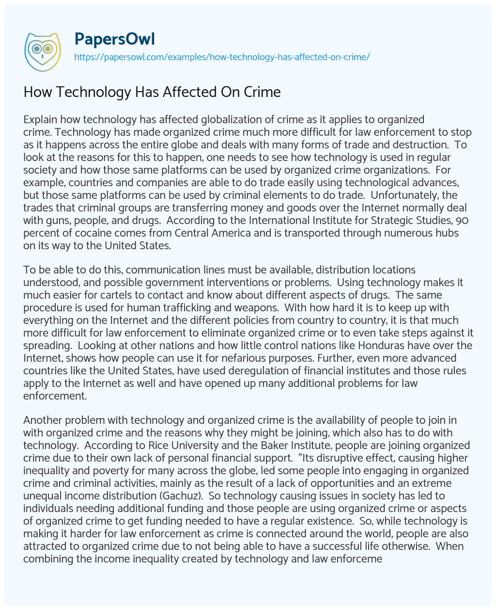 Essay on How Technology has Affected on Crime