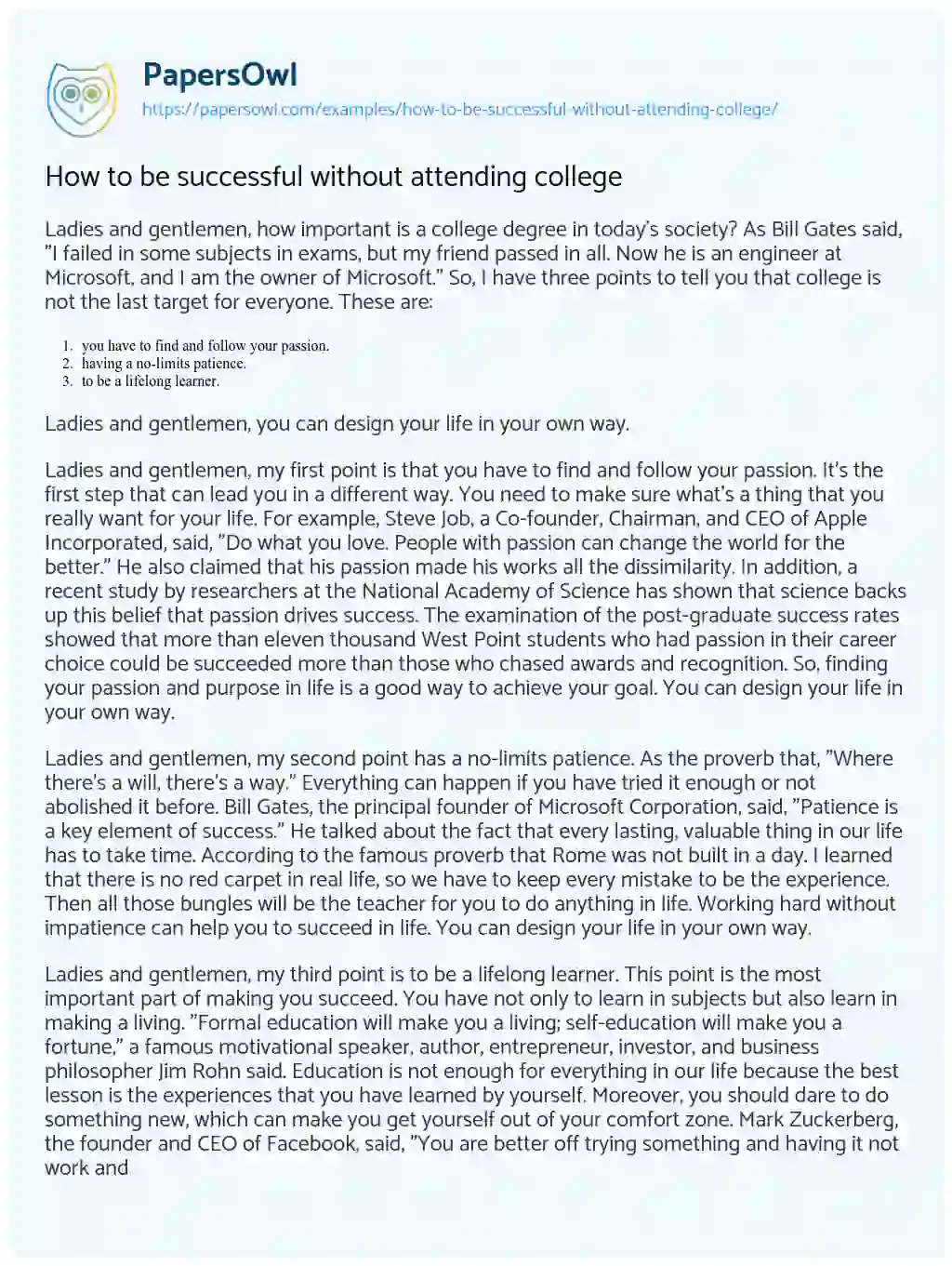 How to be Successful Without Attending College essay