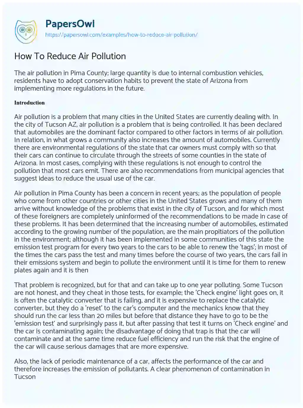 Essay on How to Reduce Air Pollution