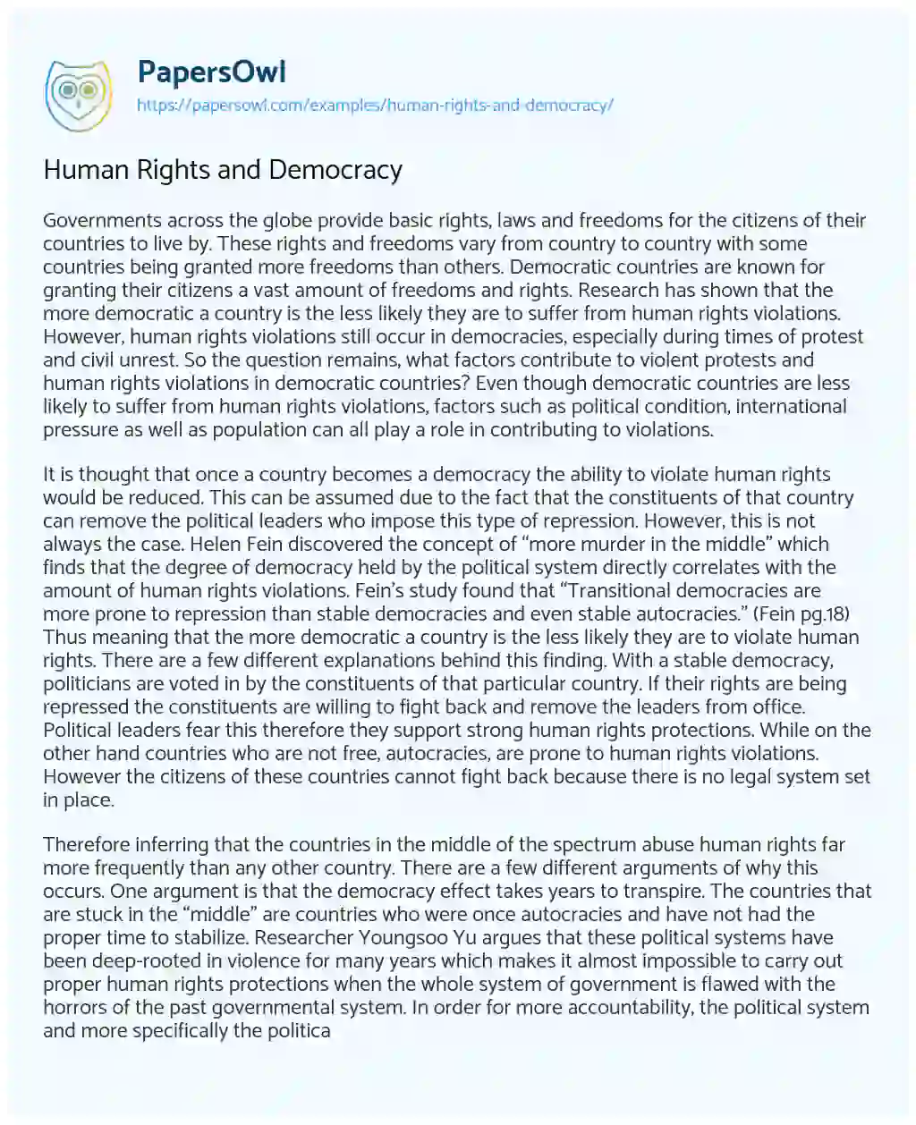 Essay on Human Rights and Democracy