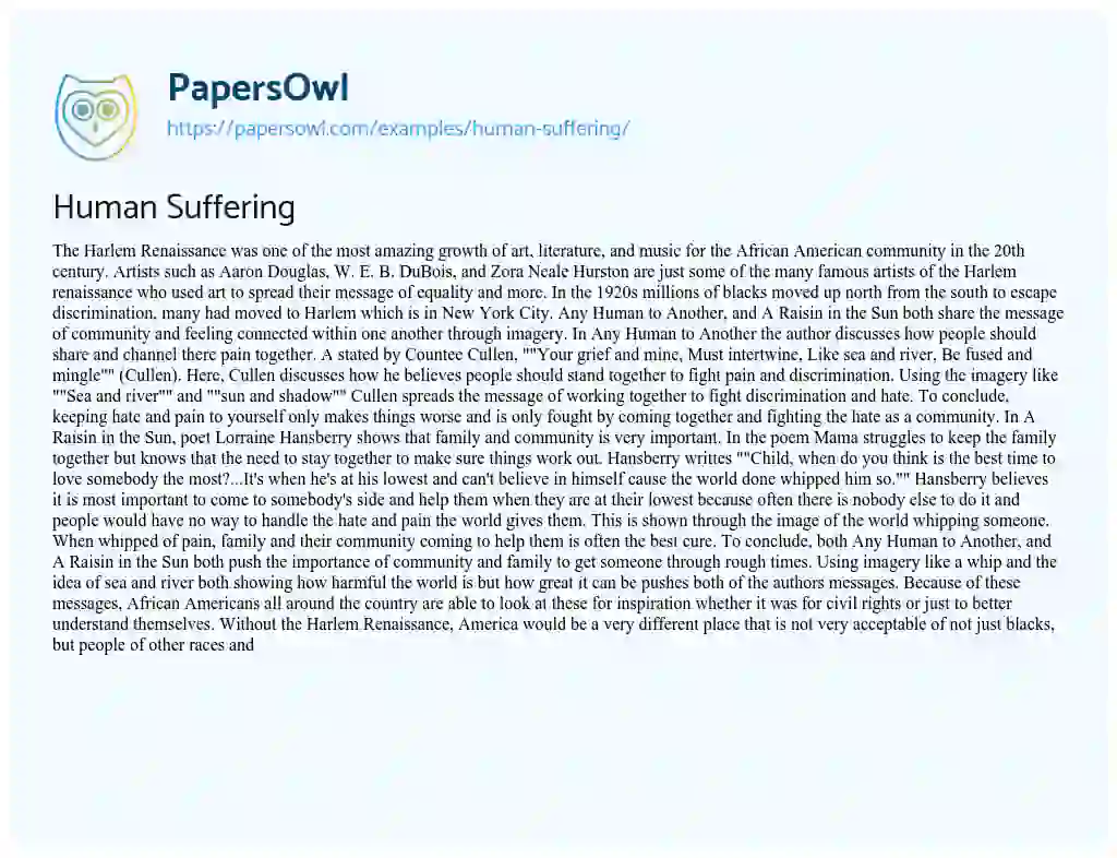Essay on Human Suffering