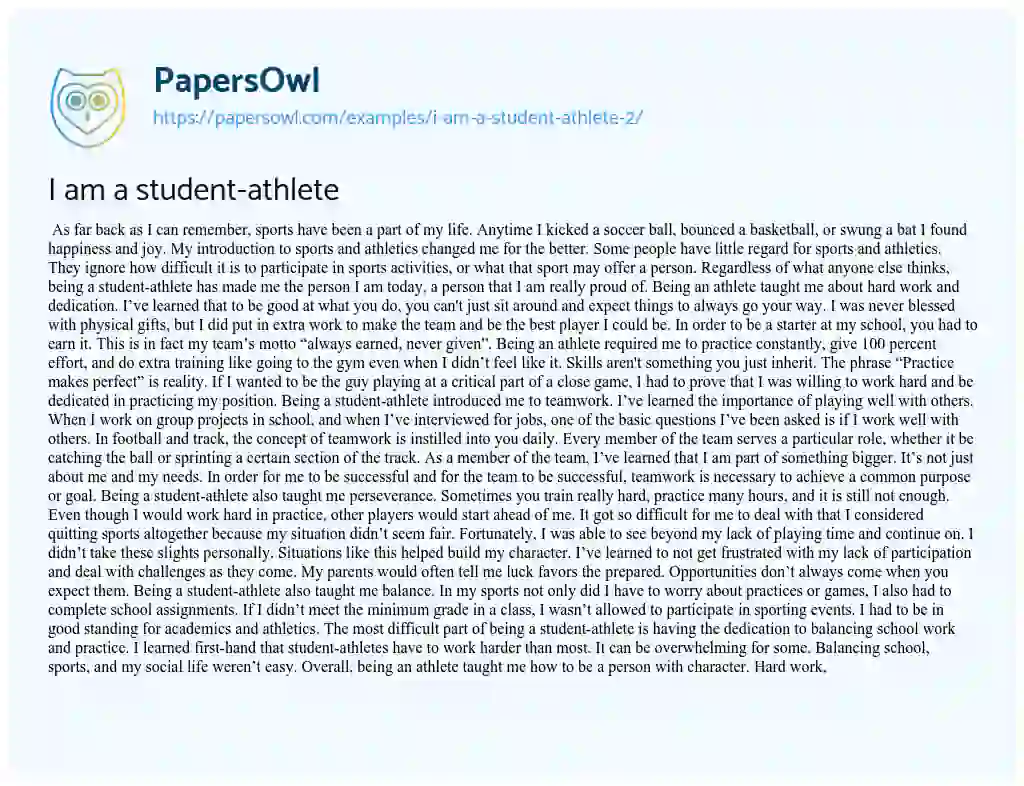 Essay on I am a Student-athlete
