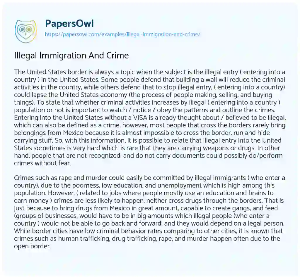 Essay on Illegal Immigration and Crime