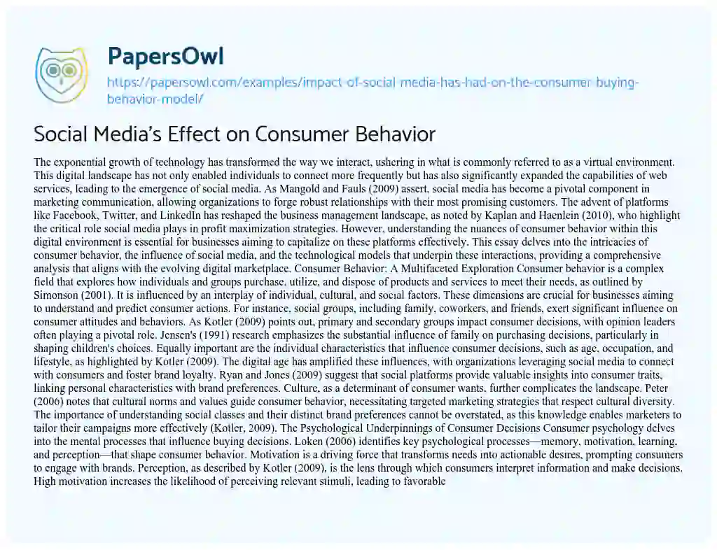 does social media influence buying behaviour research paper