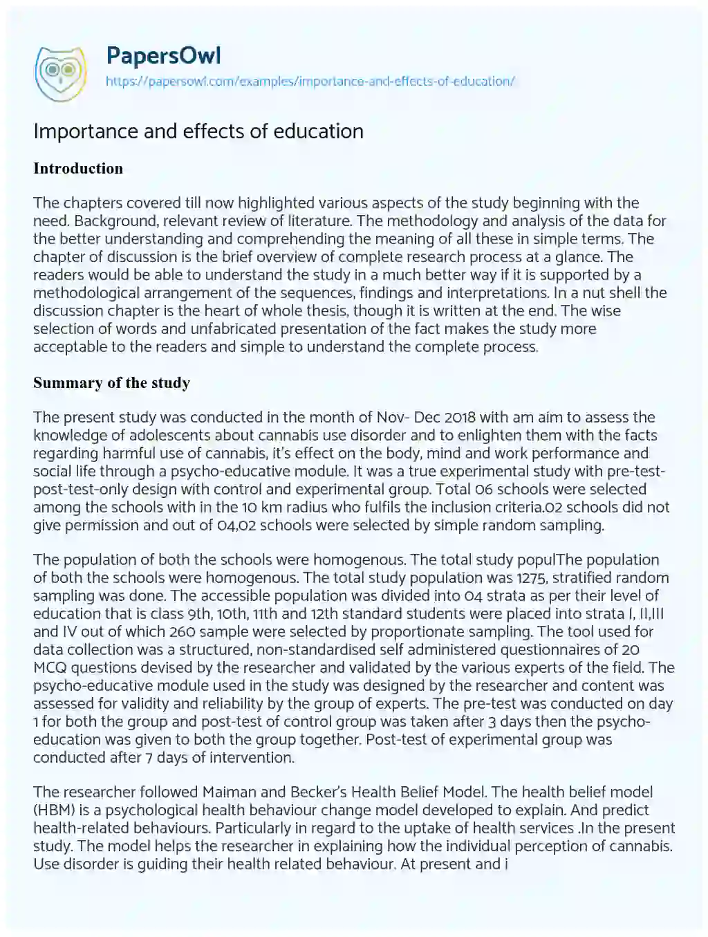Essay on Importance and Effects of Education