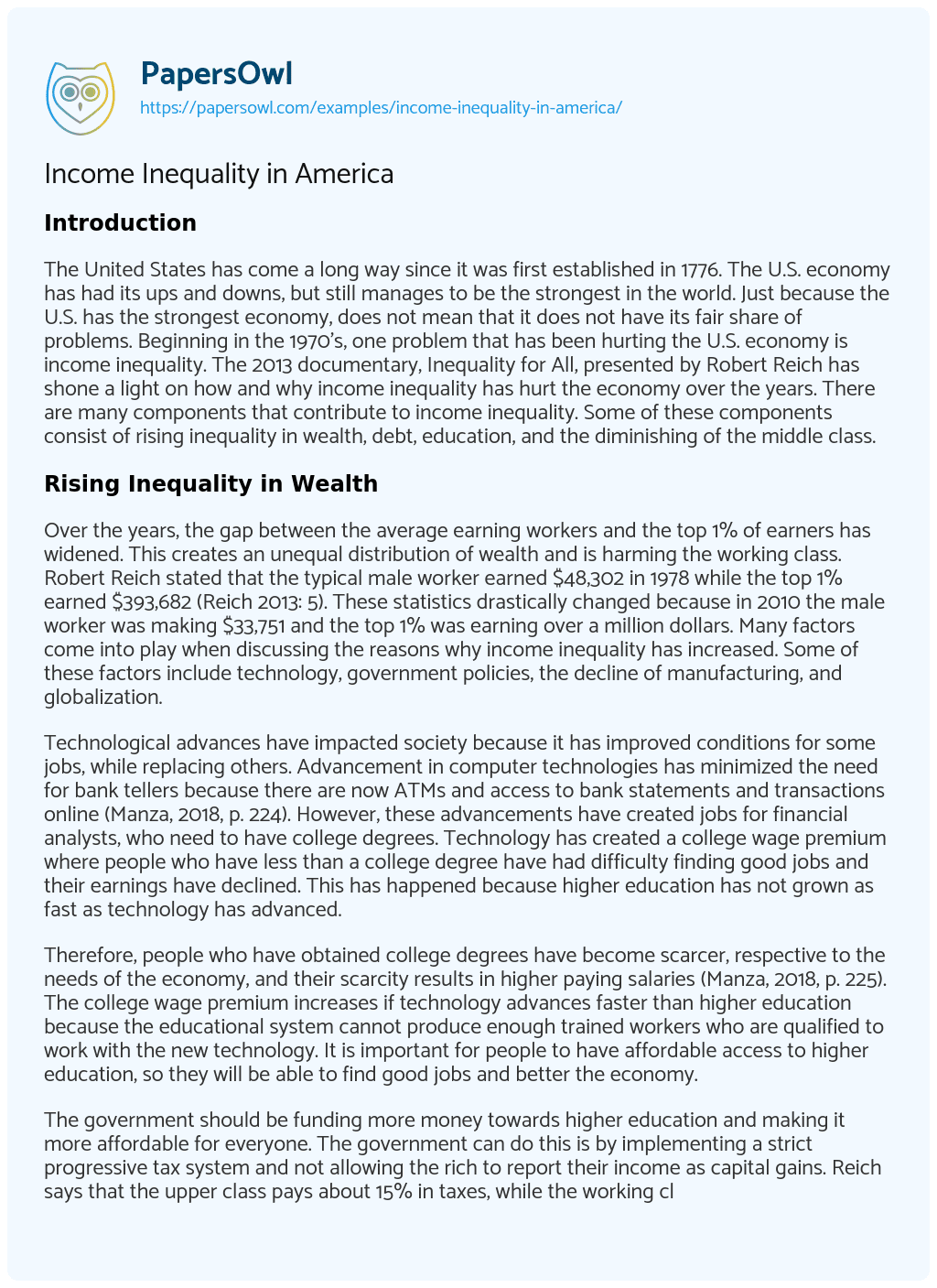 the effect of income inequality essay