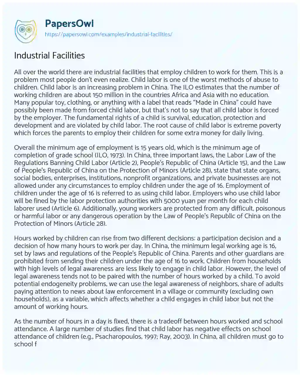 Industrial Facilities essay