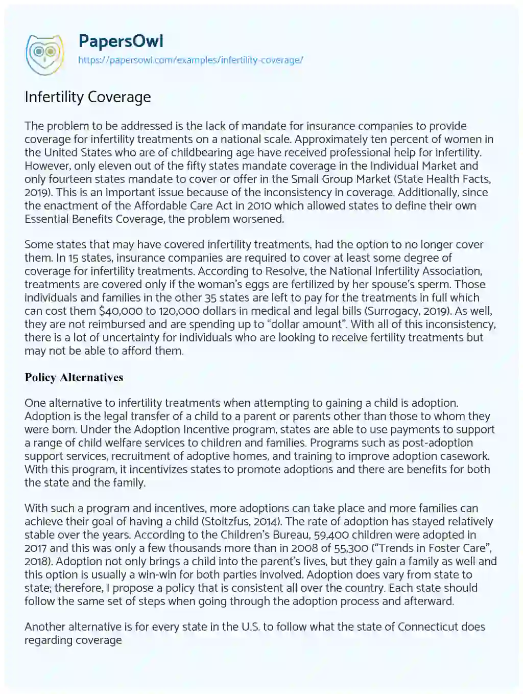 Infertility Coverage essay