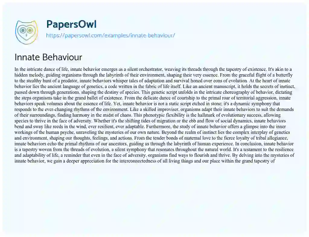Essay on Innate Behaviour