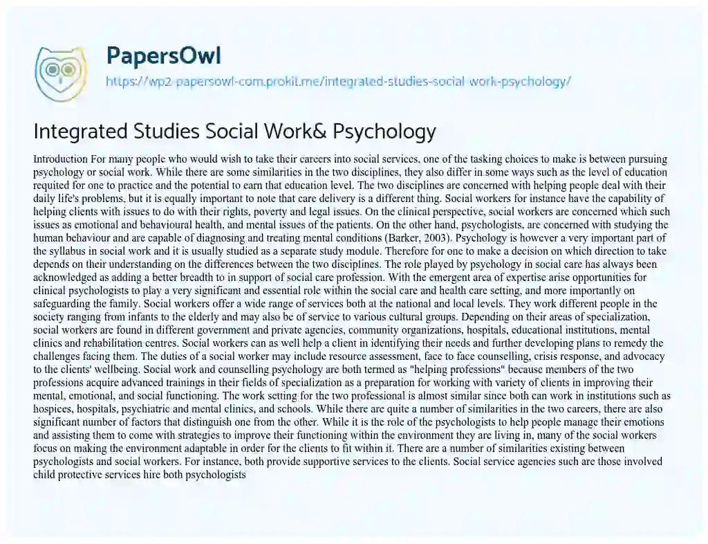 social work essay brainly