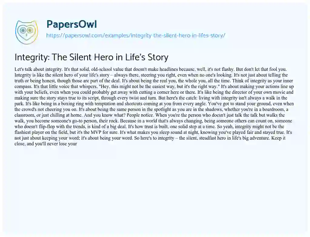 Essay on Integrity: the Silent Hero in Life’s Story