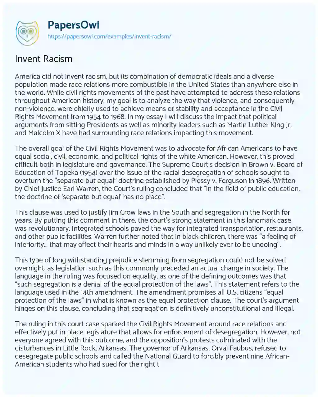 Invent Racism Invent Racism essay