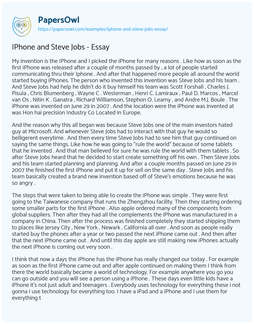 Essay on IPhone and Steve Jobs – Essay