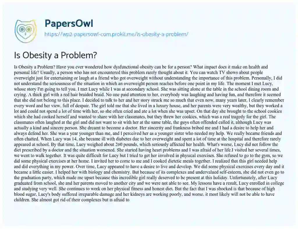 Essay on Is Obesity a Problem?