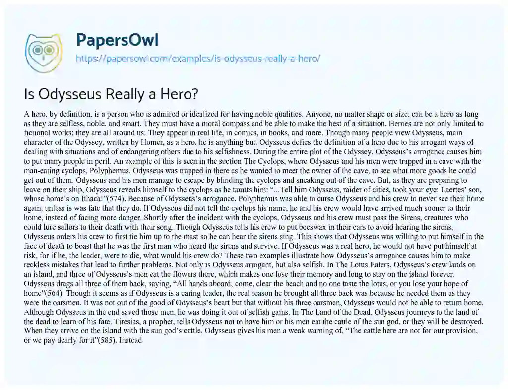 5 paragraph essay why odysseus is a hero