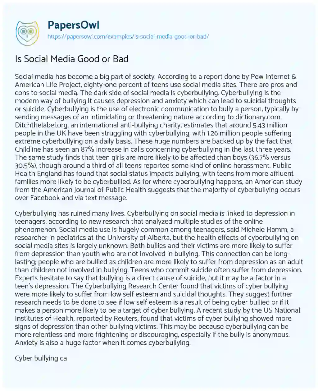 Essay on Is Social Media Good or Bad