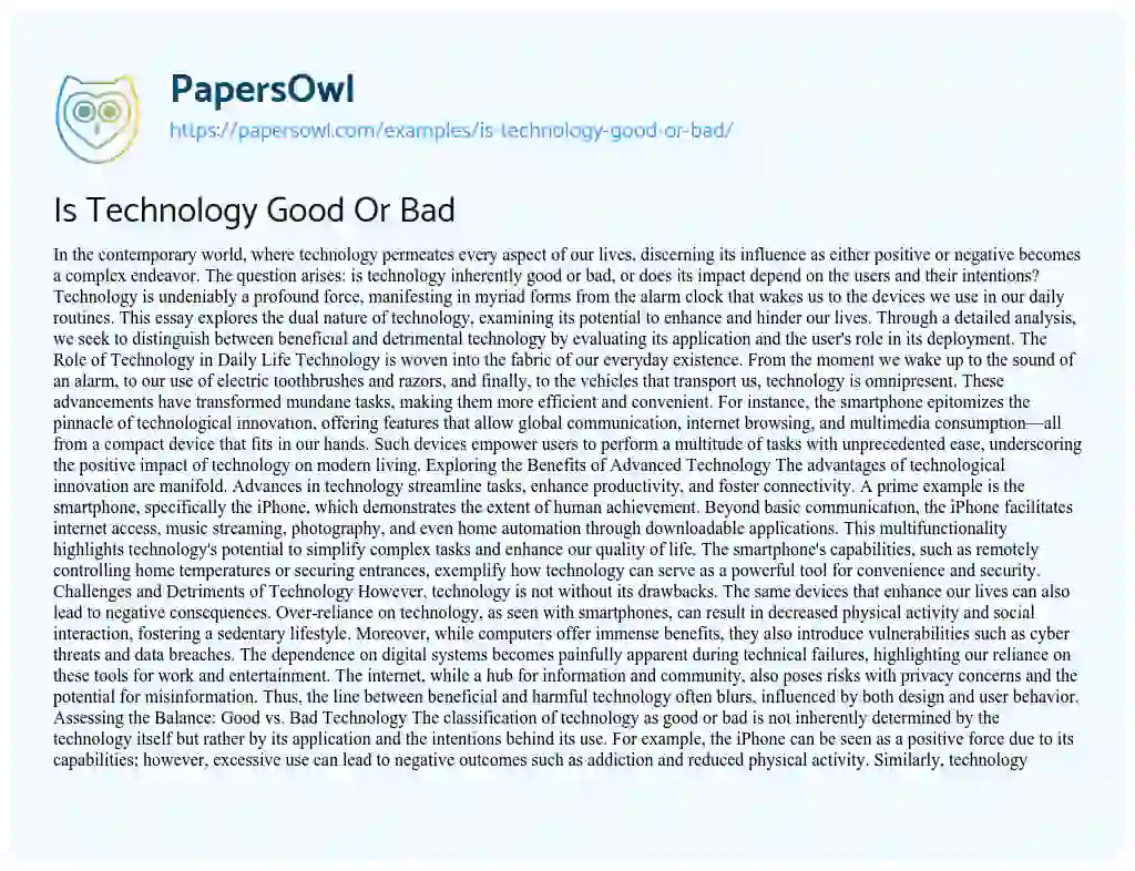 technology is good essay