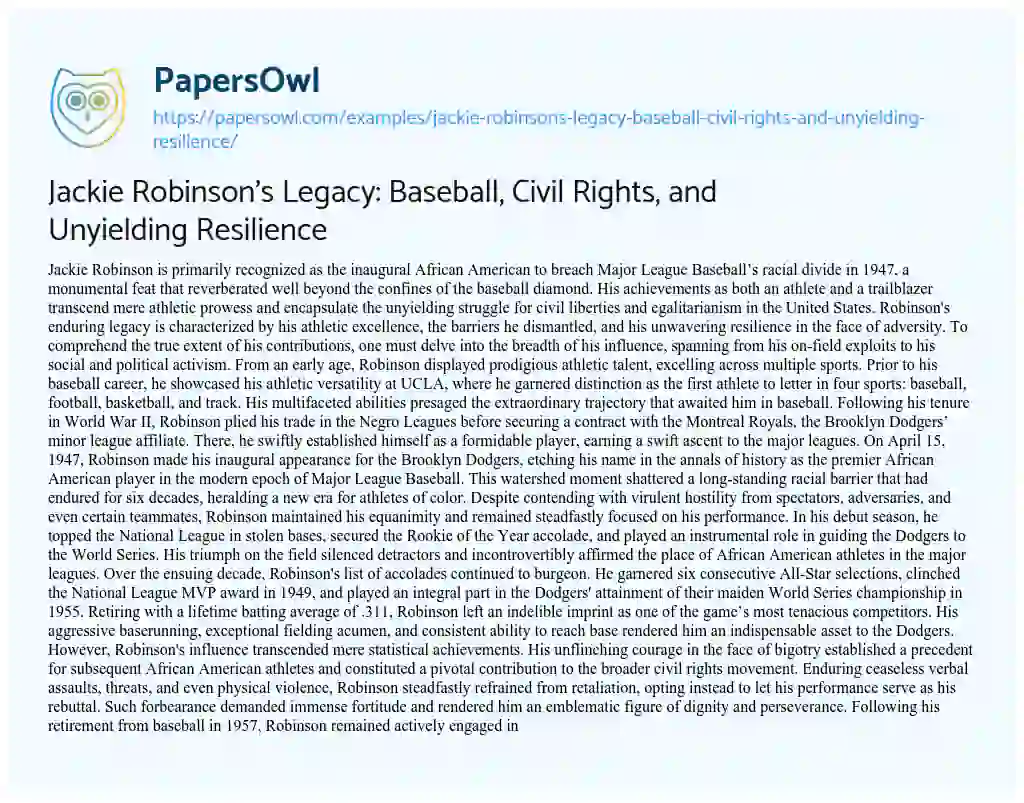 jackie robinson civil rights movement essay