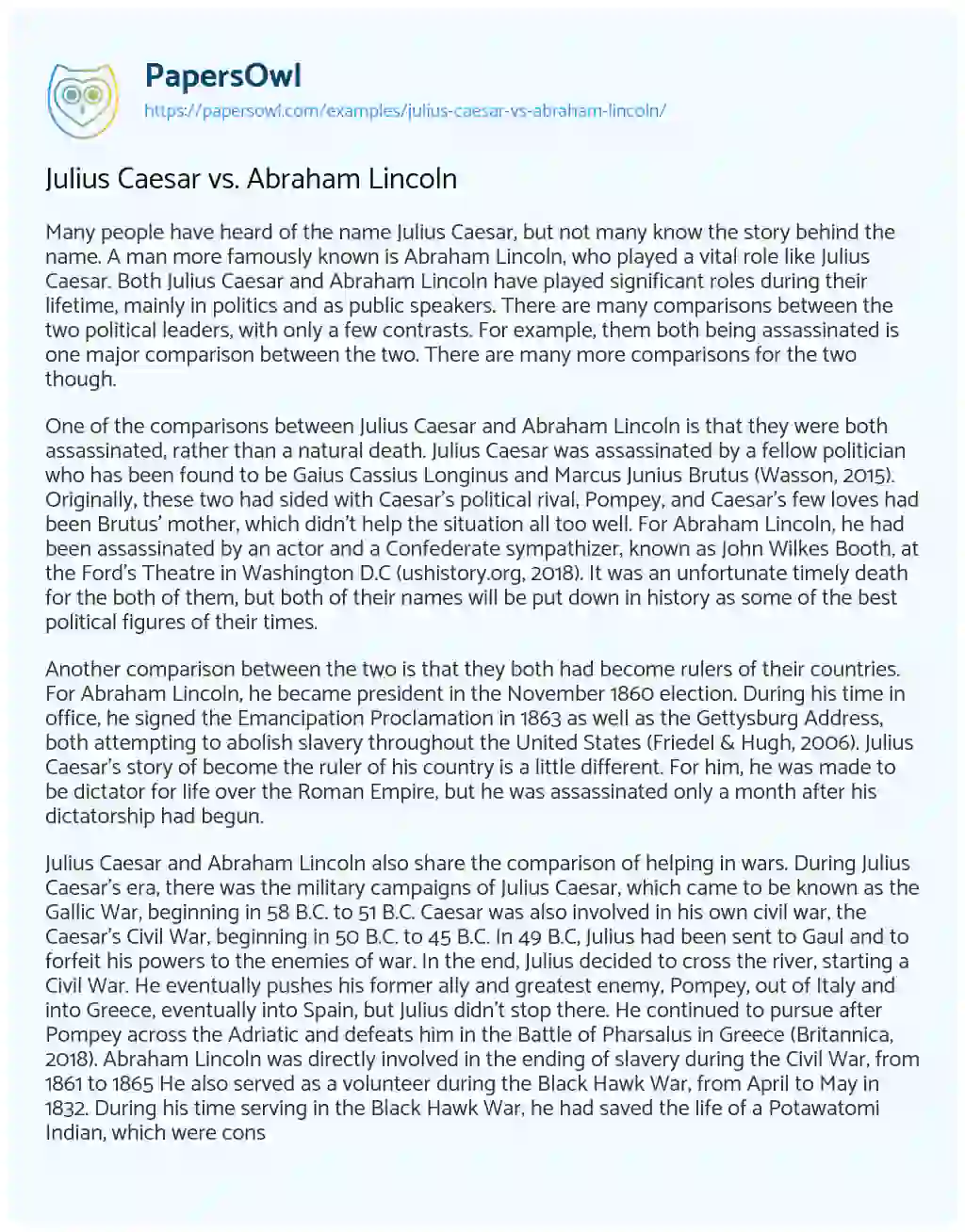 Julius Caesar Vs. Abraham Lincoln essay