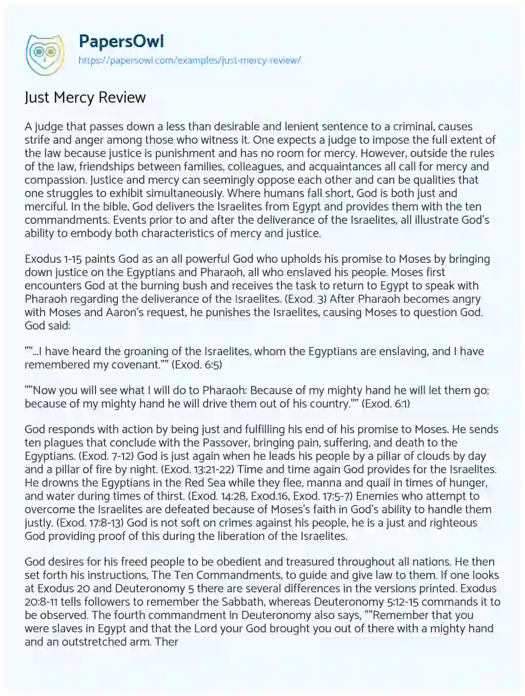 Essay on Just Mercy Review