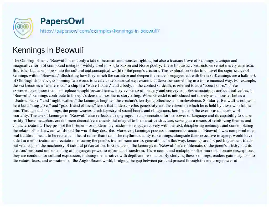 Essay on Kennings in Beowulf