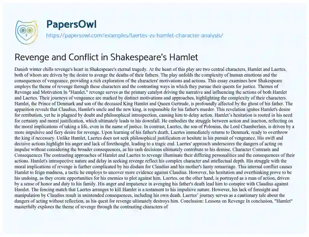 character analysis essay on hamlet