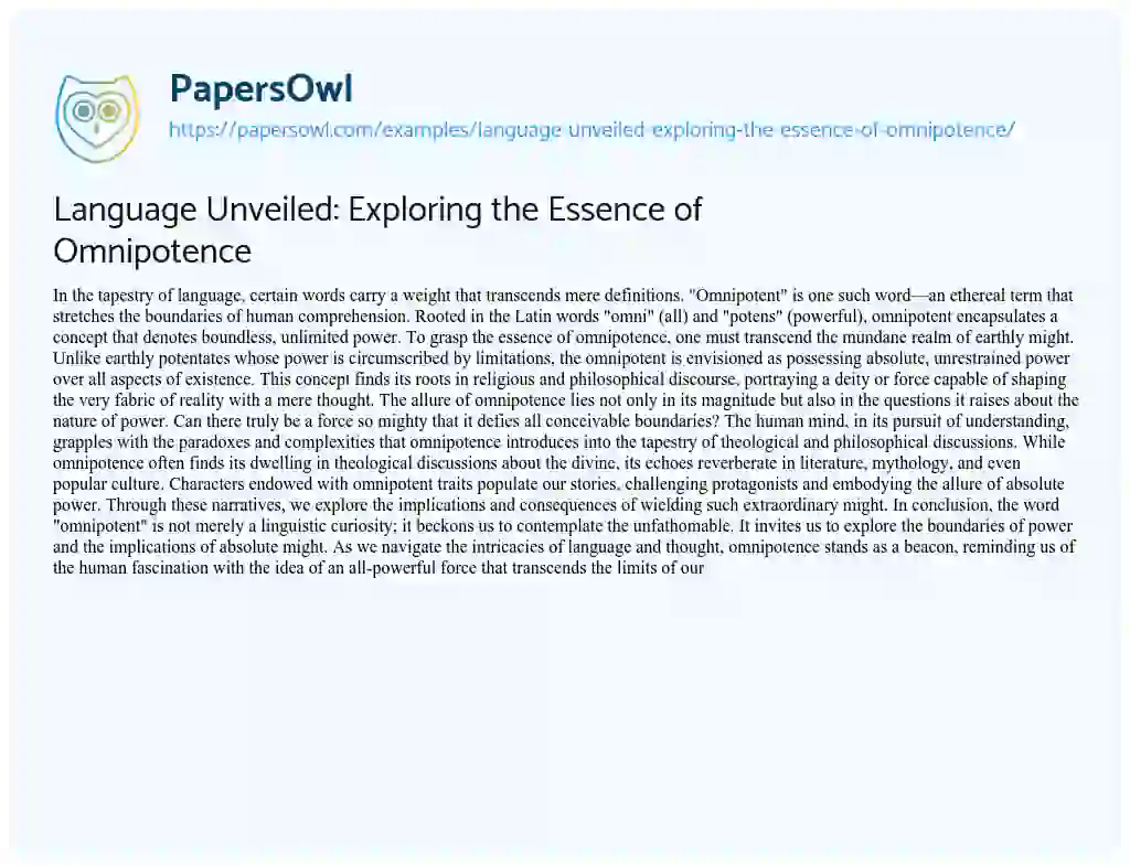 Essay on Language Unveiled: Exploring the Essence of Omnipotence