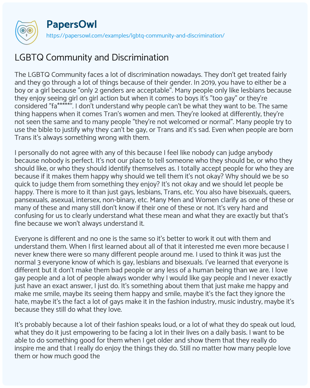 essay on lgbtq community