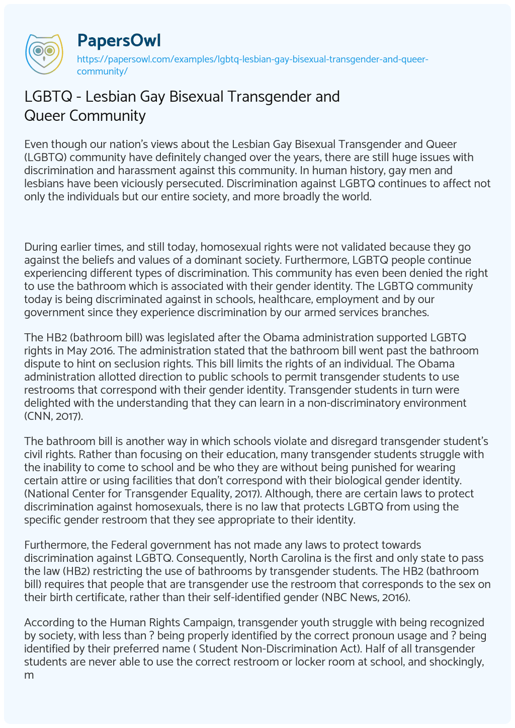LGBTQ – Lesbian Gay Bisexual Transgender and Queer Community LGBTQ – Lesbian Gay Bisexual Transgender and Queer Community essay