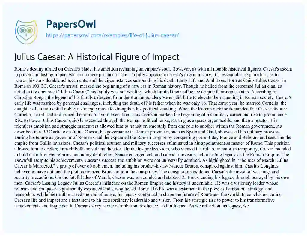 Essay on Life of Julius Caesar