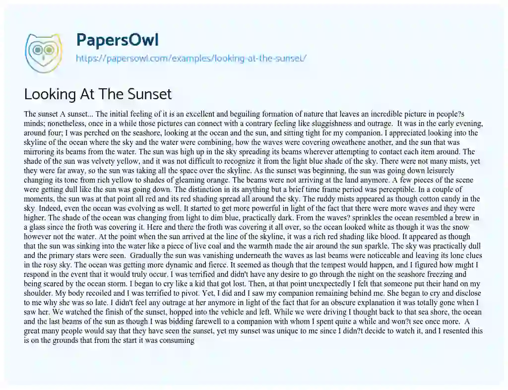 Essay on Looking at the Sunset