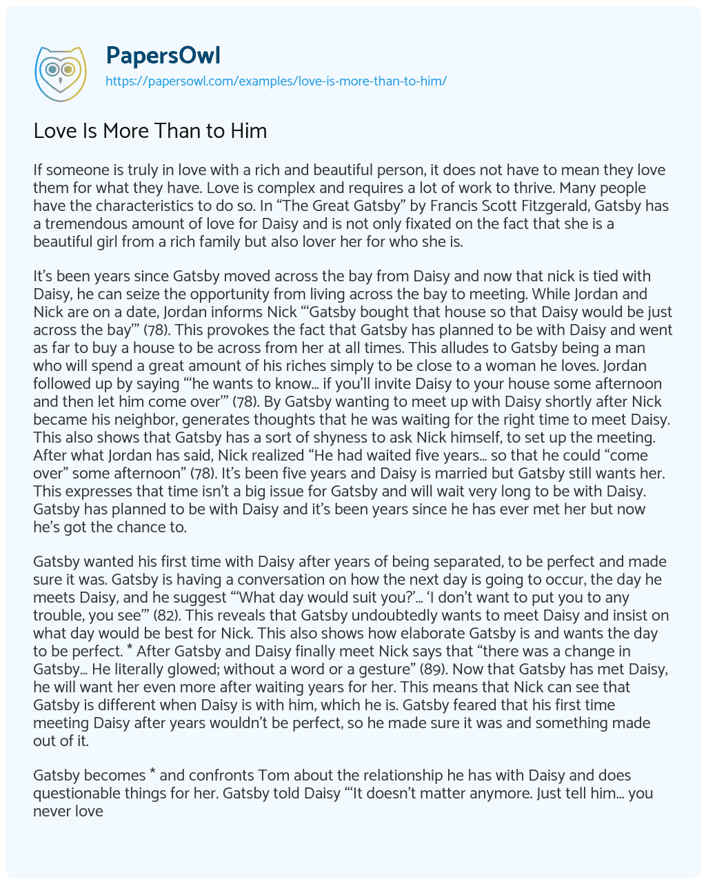 Essay on Love is more than to him