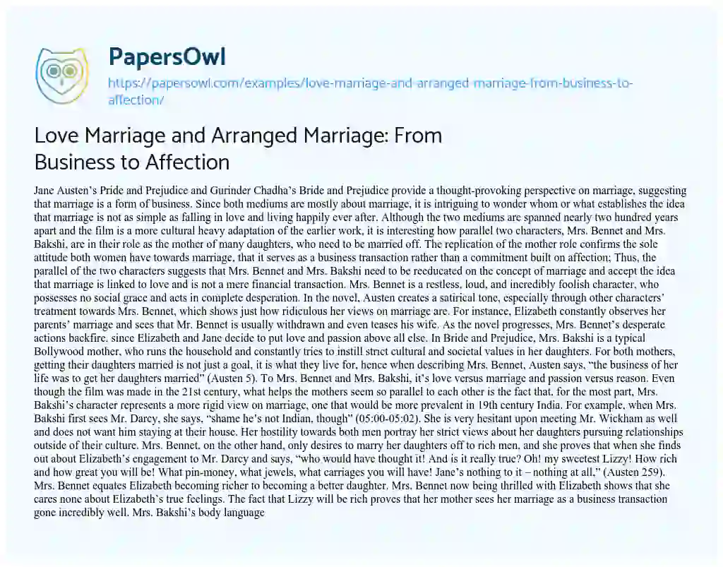 essay on love marriage and arranged marriage