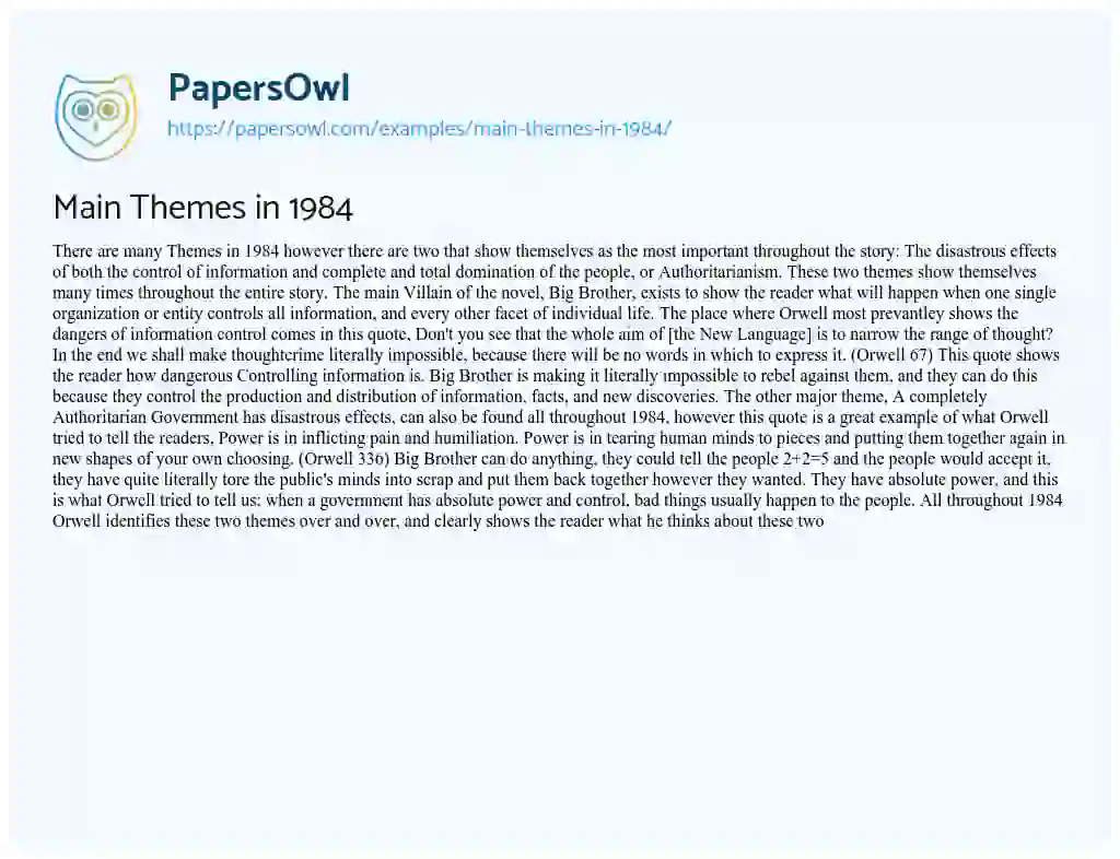 Main Themes in 1984 essay