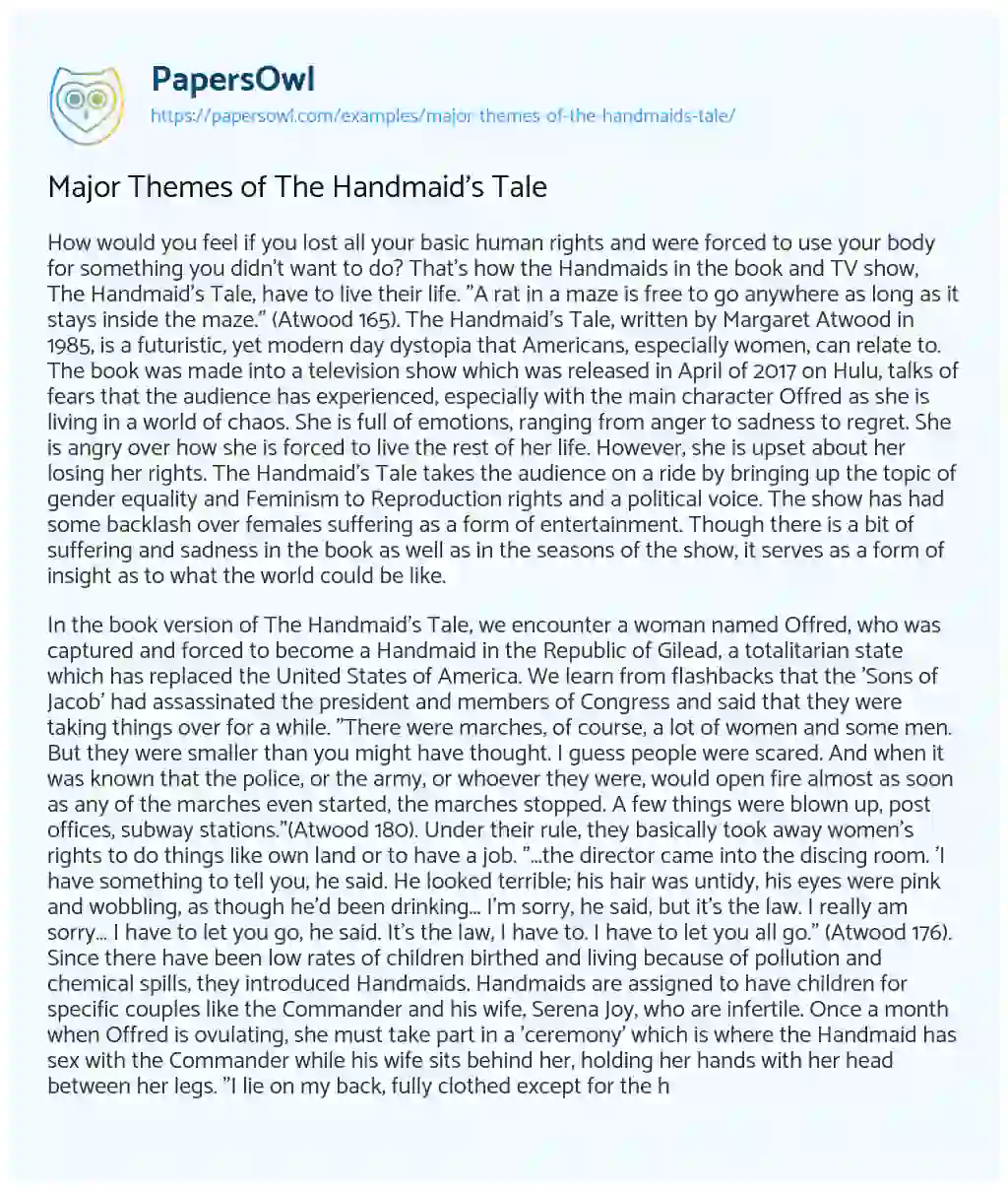 the handmaids tale essay