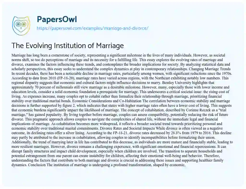 essay on marriage and divorce