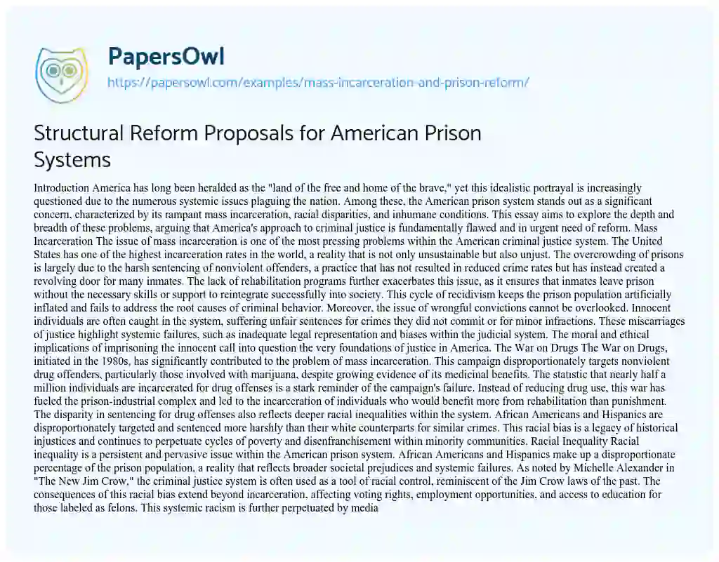 essay on prison reform