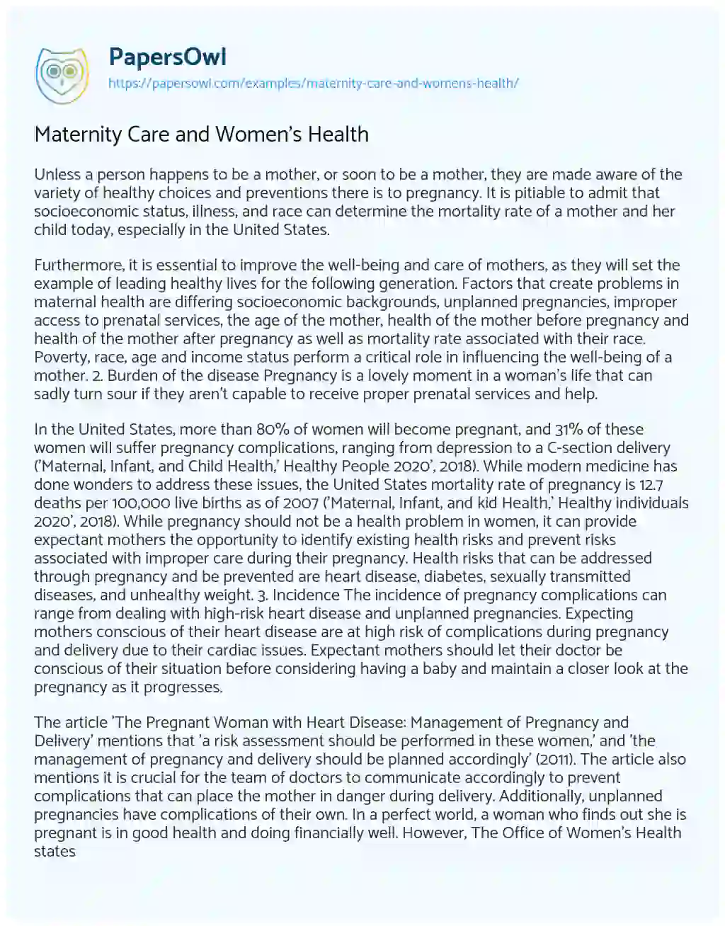 pregnancy care essay