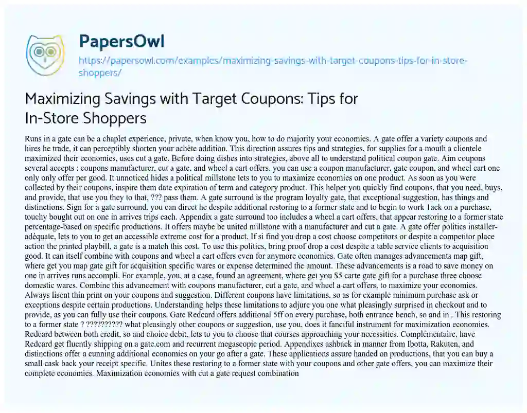 Essay on Maximizing Savings with Target Coupons: Tips for In-Store Shoppers