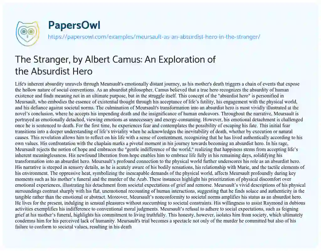 the stranger essay thesis