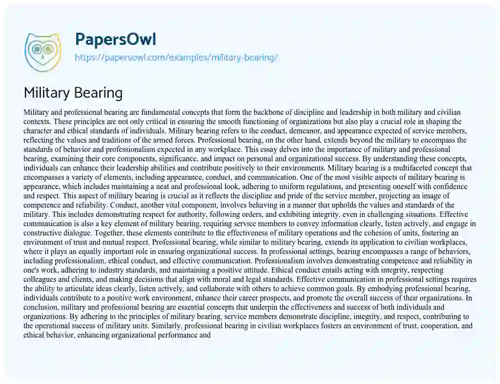 Essay on Military Bearing