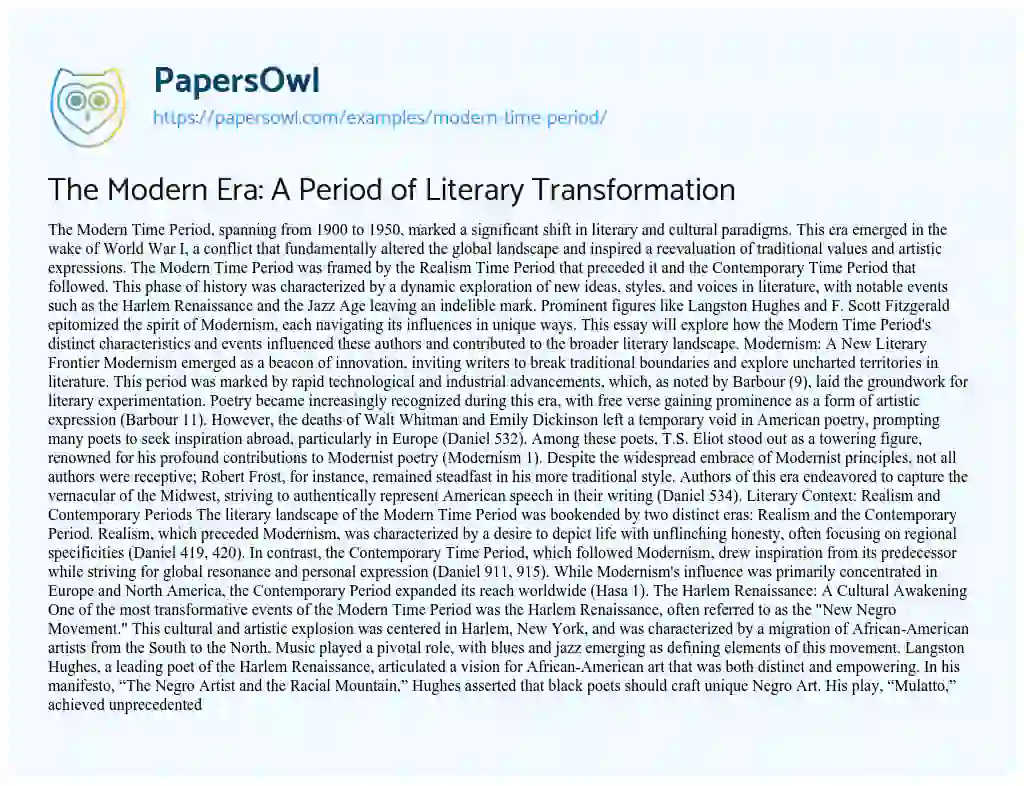 essay on modern period